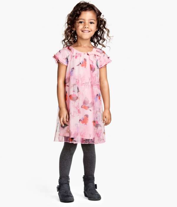 Bird-printed kids blouse
