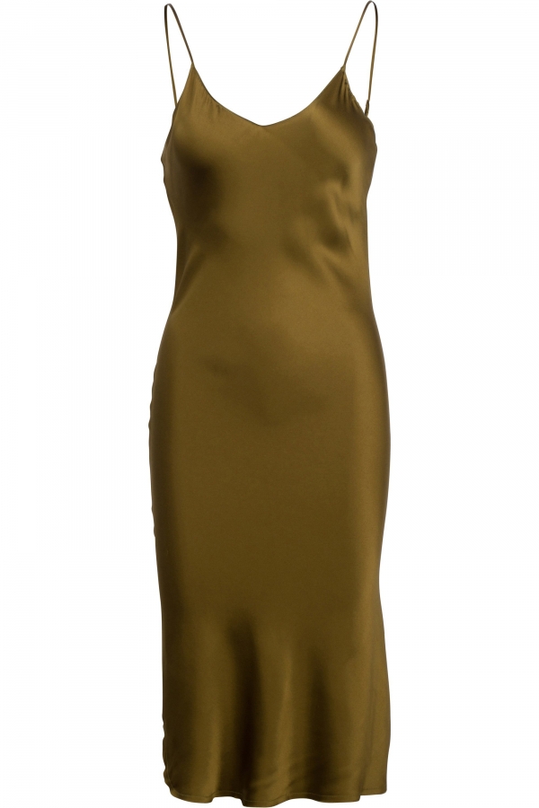 Рокля от сатен в зелено