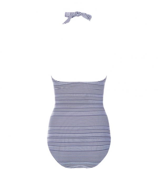 One-piece swimsuit with U-neck