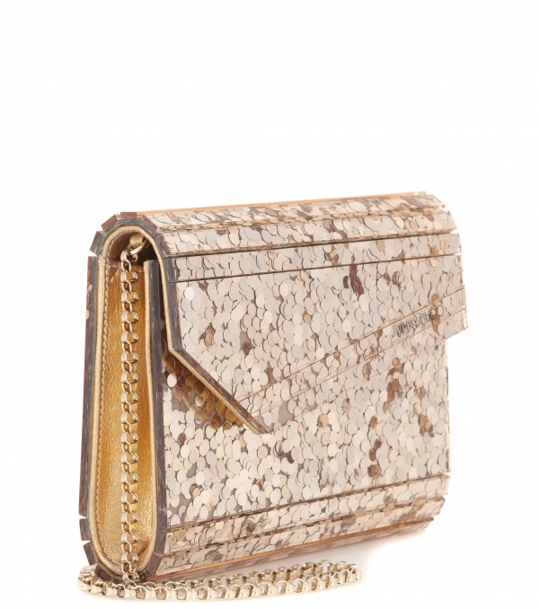 Gold sequin bag with long handle