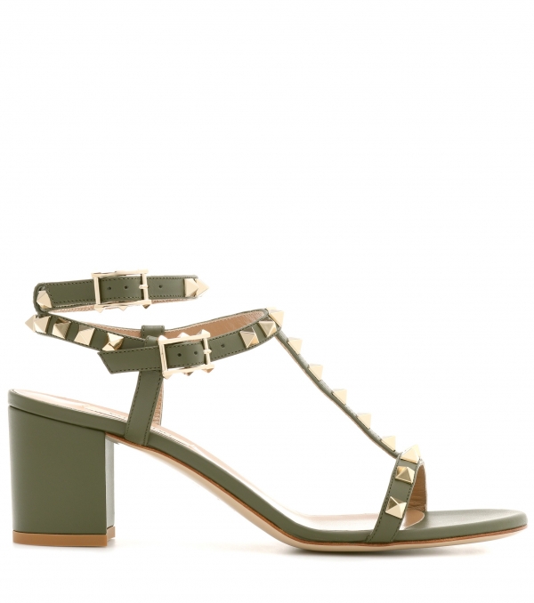 Green leather sandals 