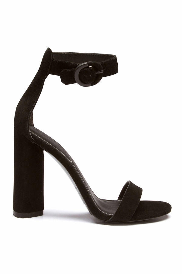 Satin high heels with a strip