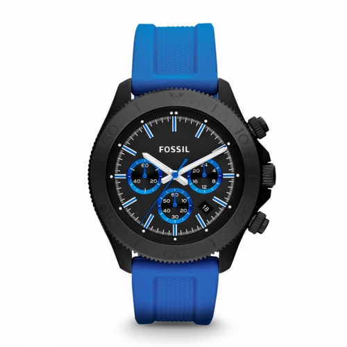  Retro Traveler Chronograph Silicone Watch - Blue 