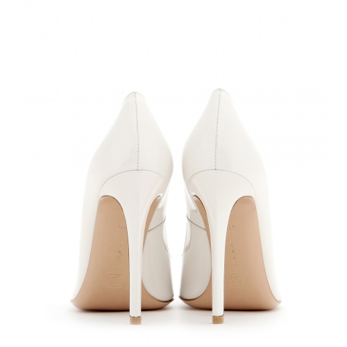 Бели кожени обувки на висок ток "Роси"