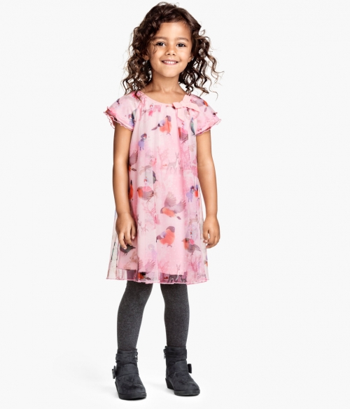 Bird-printed kids blouse