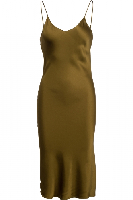 Green long satin dress