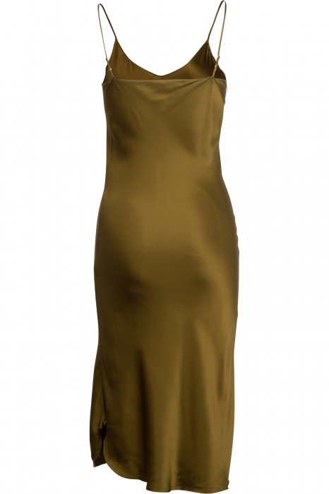 Green long satin dress