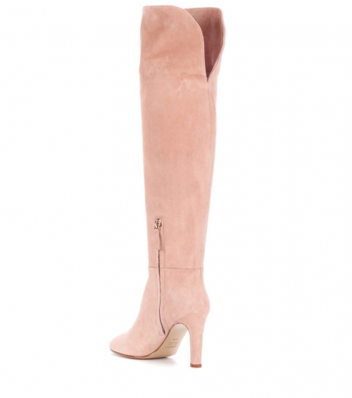 Baby pink knee-high boots