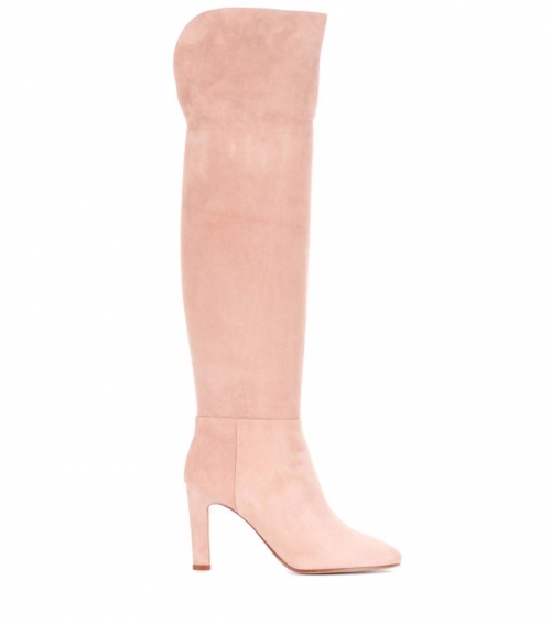 Baby pink knee-high boots