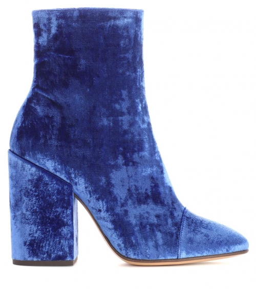 Royal blue velvet boots