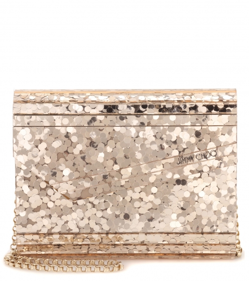 Gold sequin bag with long handle