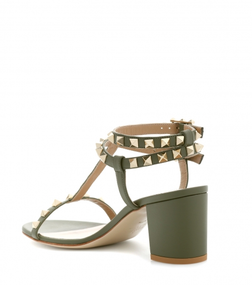 Green leather sandals