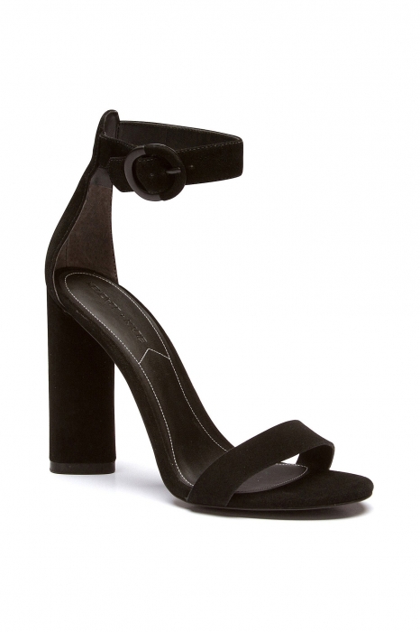 Satin high heels with a strip