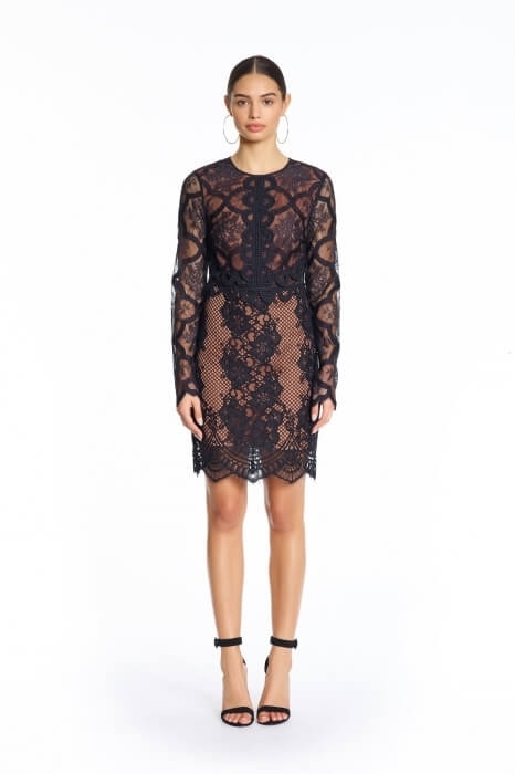 Cocktail dress with black lace