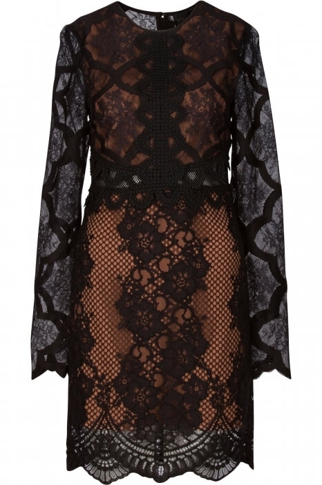 Дантелена рокля с подплата телесен цвят